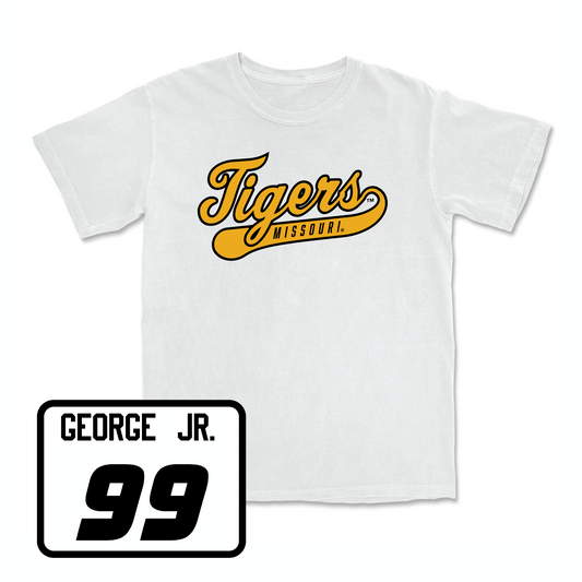 White Football Script Comfort Colors Tee 3 Youth Small / Realus George Jr. | #99