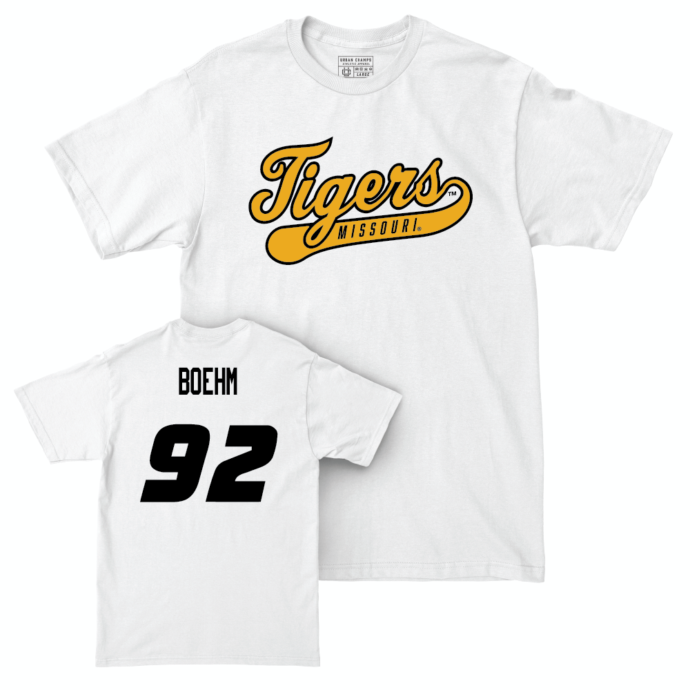 Football White Script Comfort Colors Tee  - Brody Boehm