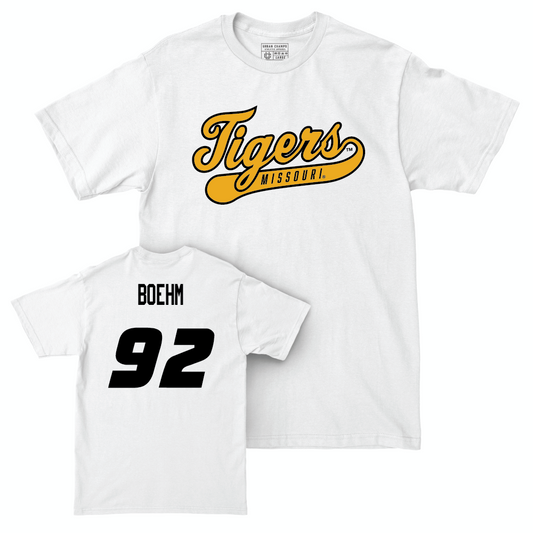 Football White Script Comfort Colors Tee  - Brody Boehm