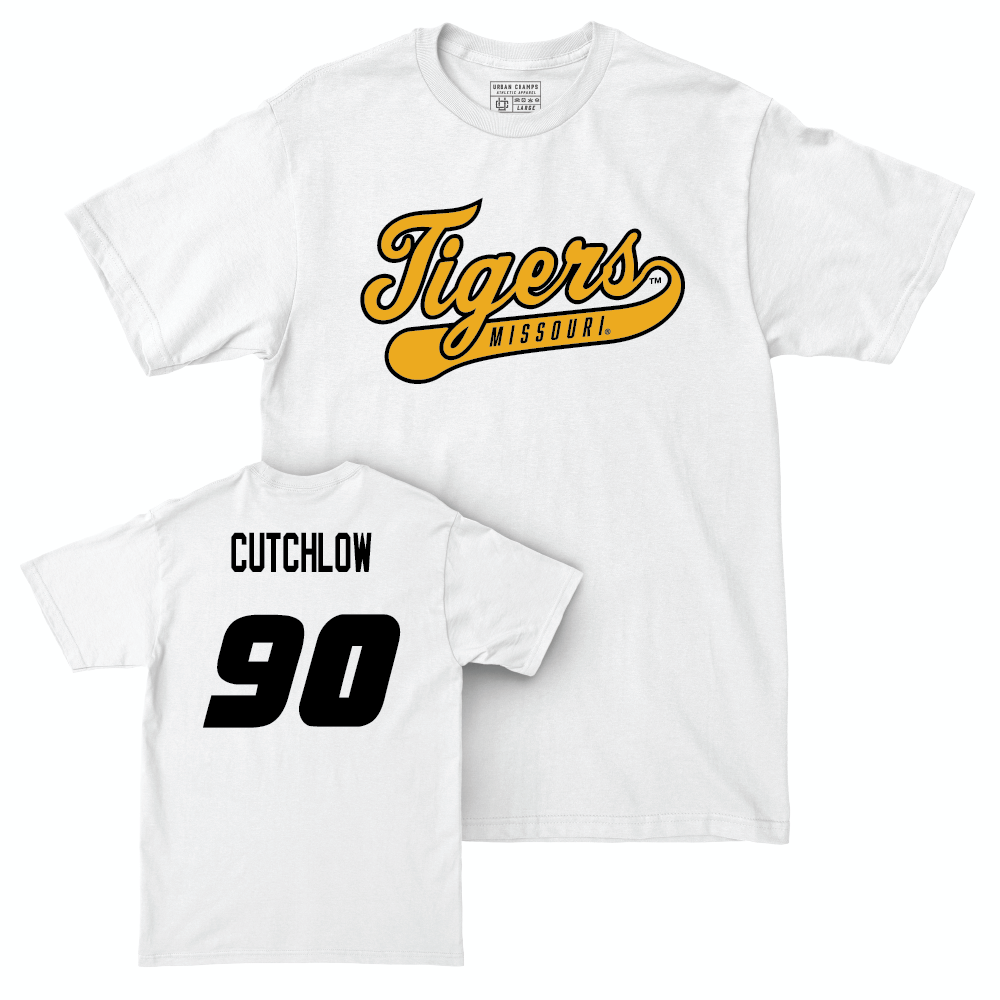 Football White Script Comfort Colors Tee  - Grayson Cutchlow